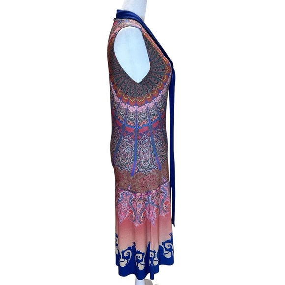 Etro - Paisley Print Sleeveless Shift Midi Dress, Neck Ties - Size 8 -US, 44 -IT - Picture 7 of 16